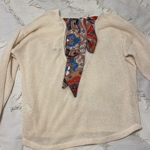 Cream Sweater with Bow on Back